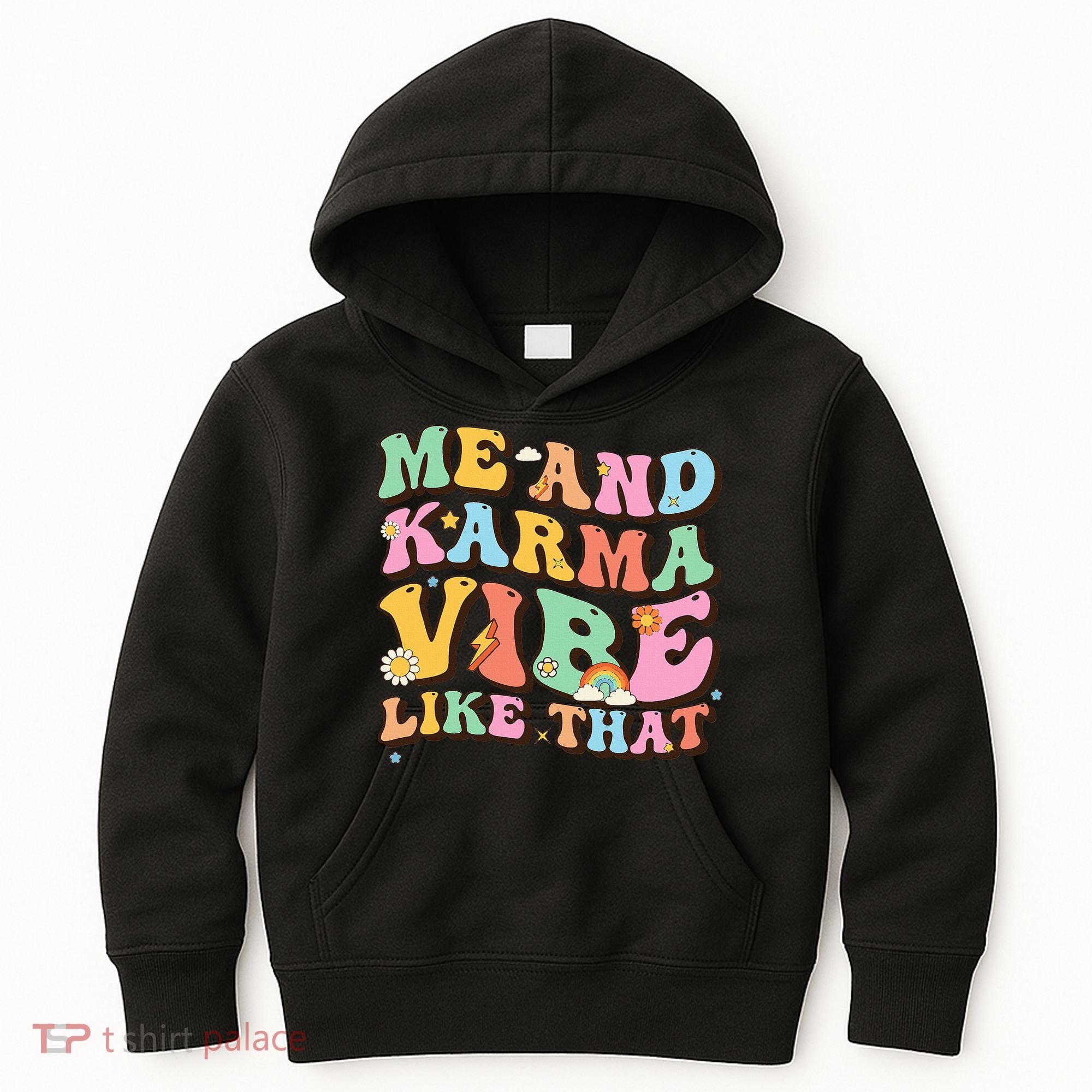 Funny Me And Karma Vibe Like That Groovy Lover Hippie Boho Kids Hoodie