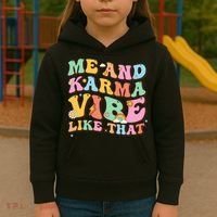 Funny Me And Karma Vibe Like That Groovy Lover Hippie Boho Kids Hoodie thumb 3