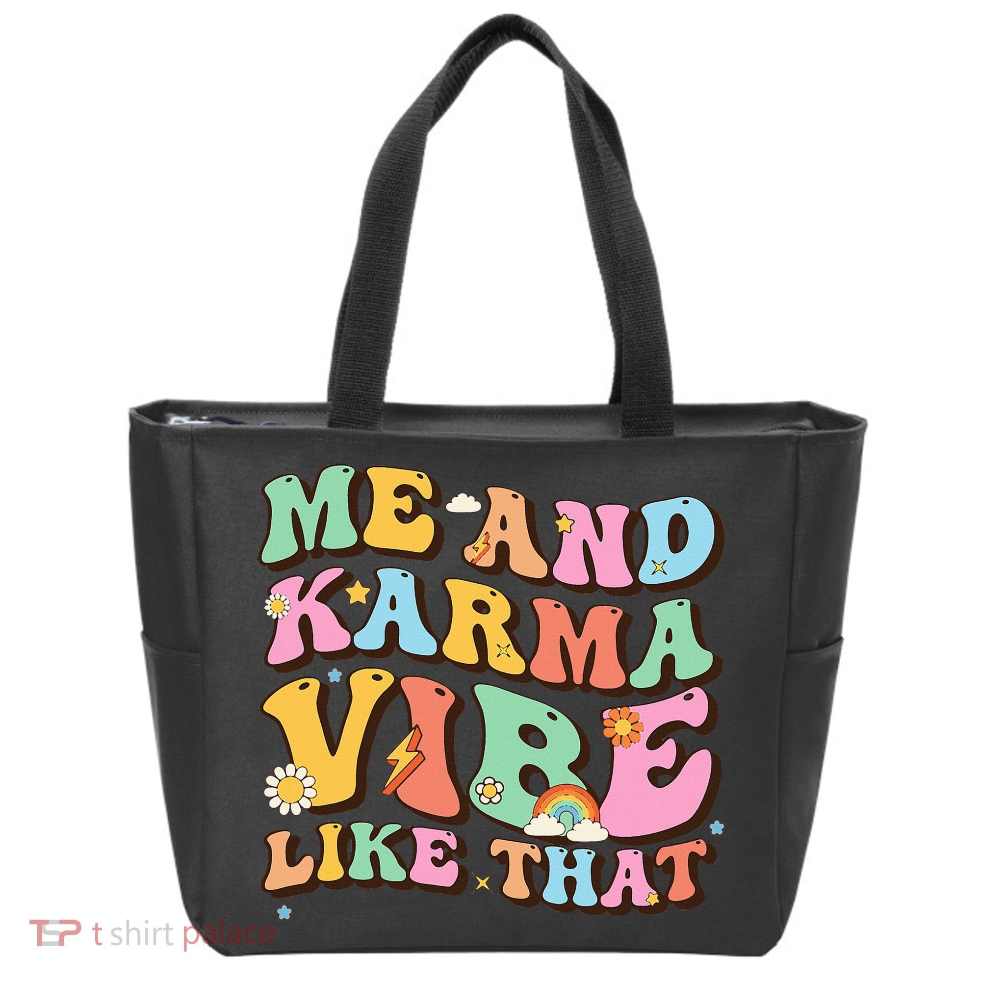 Funny Me And Karma Vibe Like That Groovy Lover Hippie Boho Tote Bag