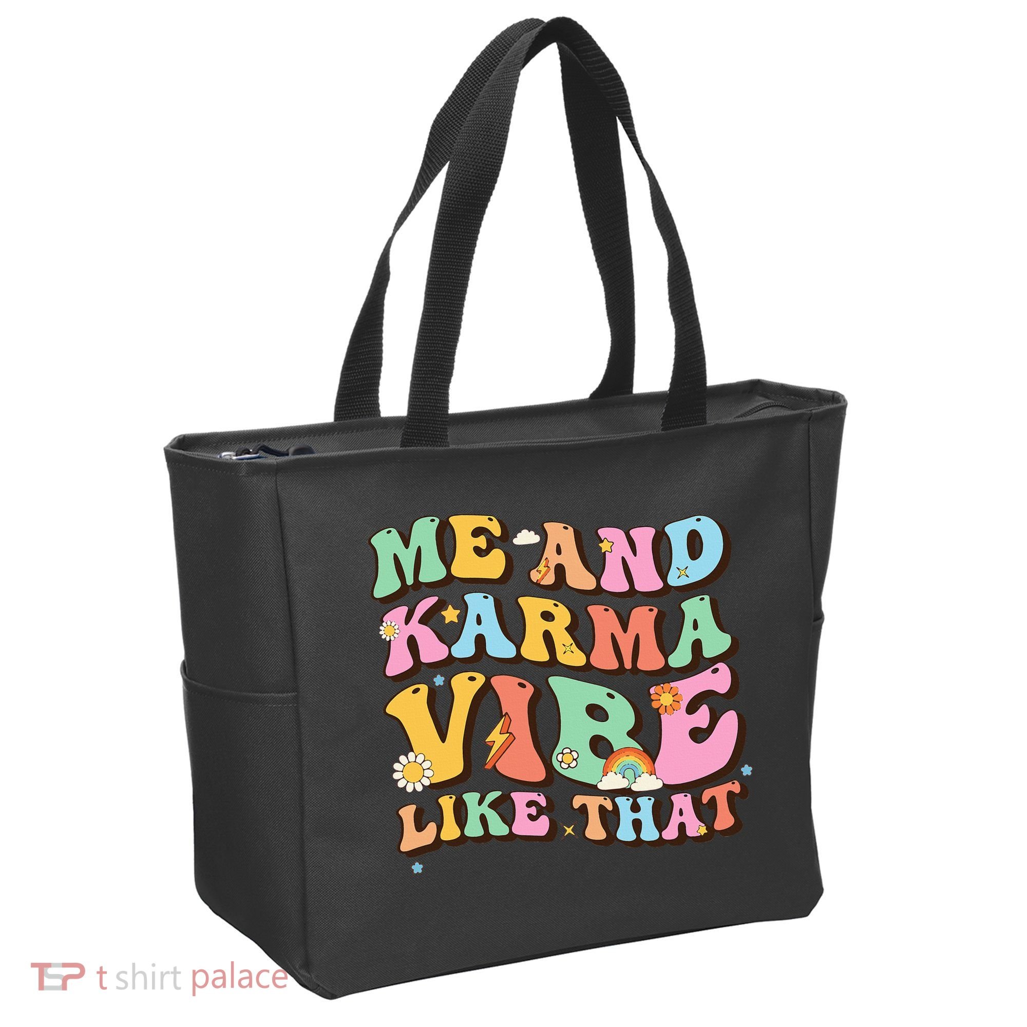 Funny Me And Karma Vibe Like That Groovy Lover Hippie Boho Tote Bag