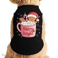 Funny Merry And Bright Christmas Gingerbread Man Hot Cocoa Doggie Tank thumb 0