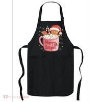 Funny Merry And Bright Christmas Gingerbread Man Hot Cocoa Apron thumb 0