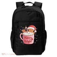 Funny Merry And Bright Christmas Gingerbread Man Hot Cocoa Backpack thumb 0