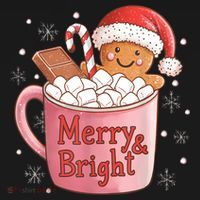 Funny Merry And Bright Christmas Gingerbread Man Hot Cocoa Women's Hoodie thumb 2