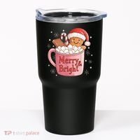 Funny Merry And Bright Christmas Gingerbread Man Hot Cocoa Tumbler thumb 0