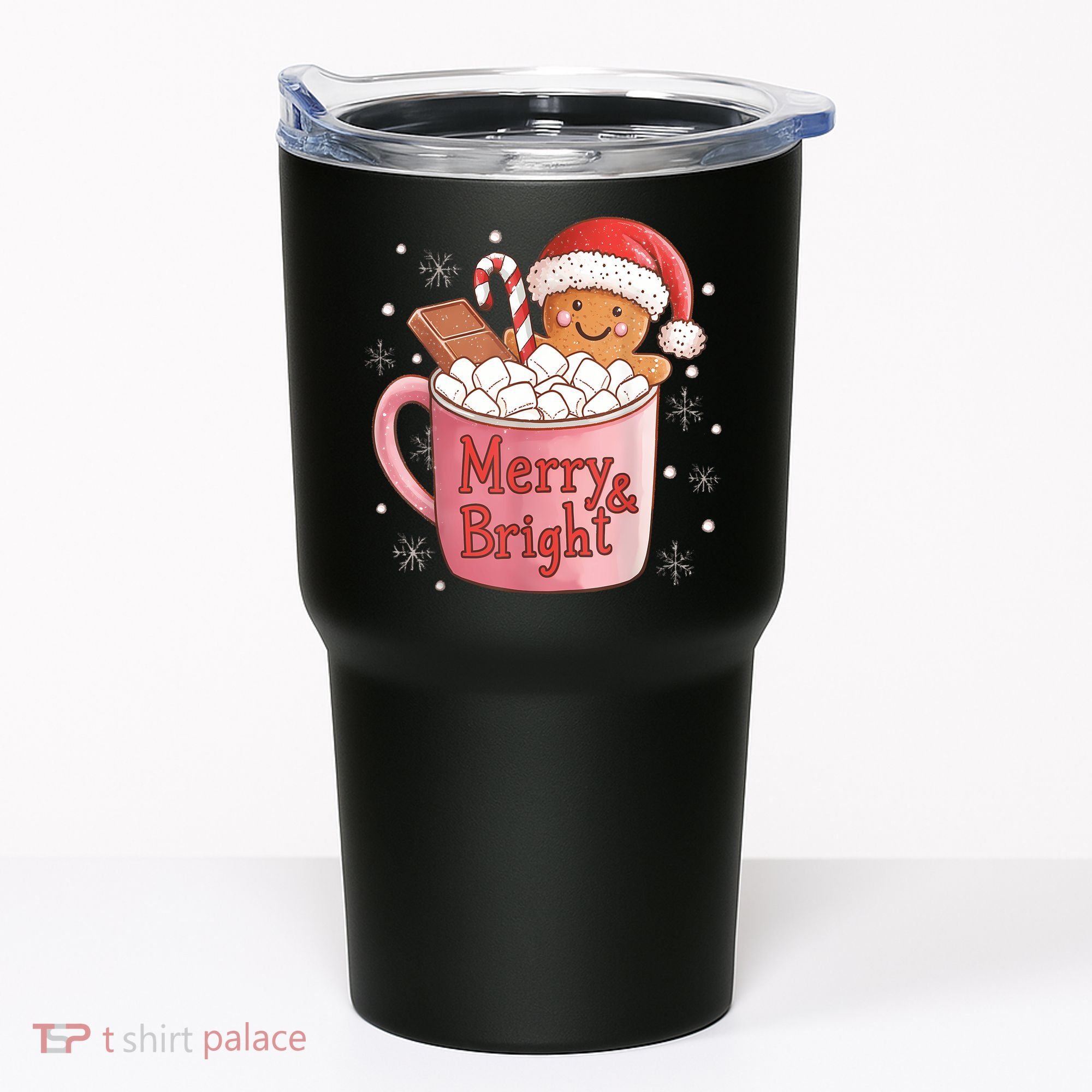 Funny Merry And Bright Christmas Gingerbread Man Hot Cocoa Tumbler
