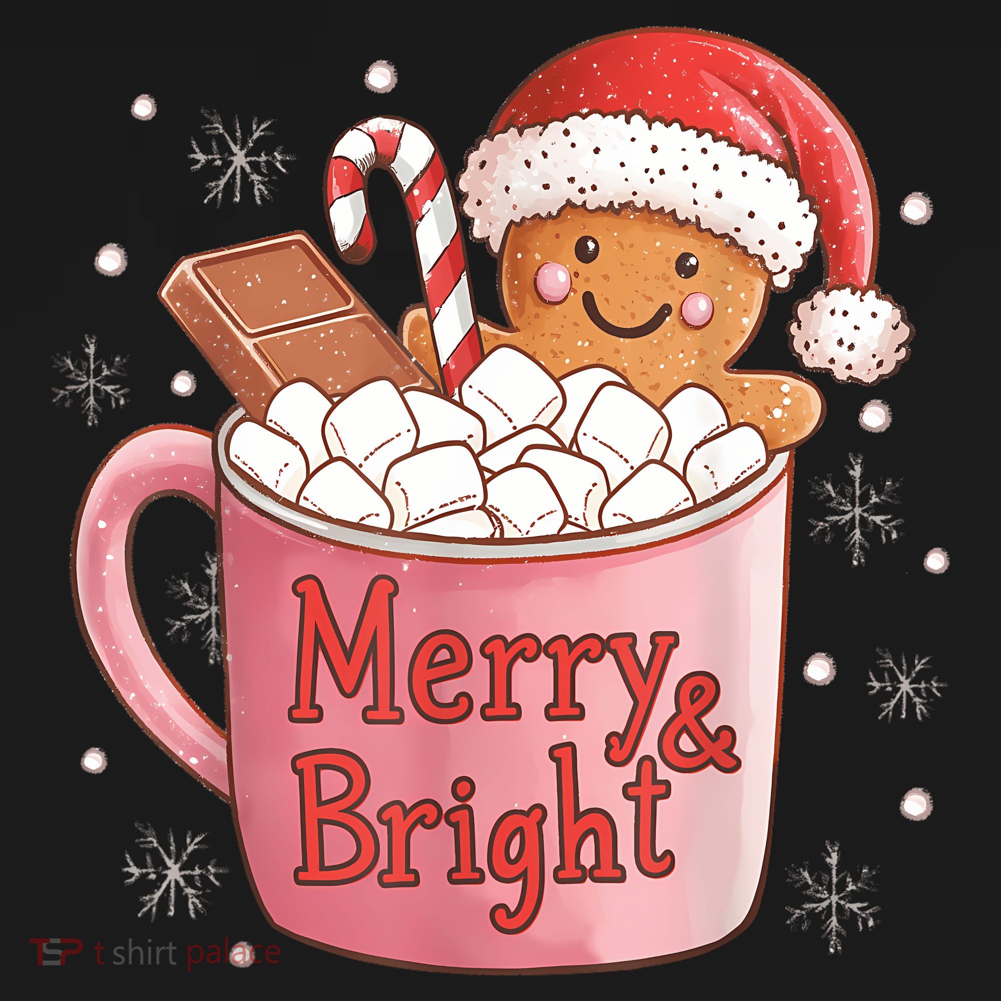 Funny Merry And Bright Christmas Gingerbread Man Hot Cocoa Mousepad