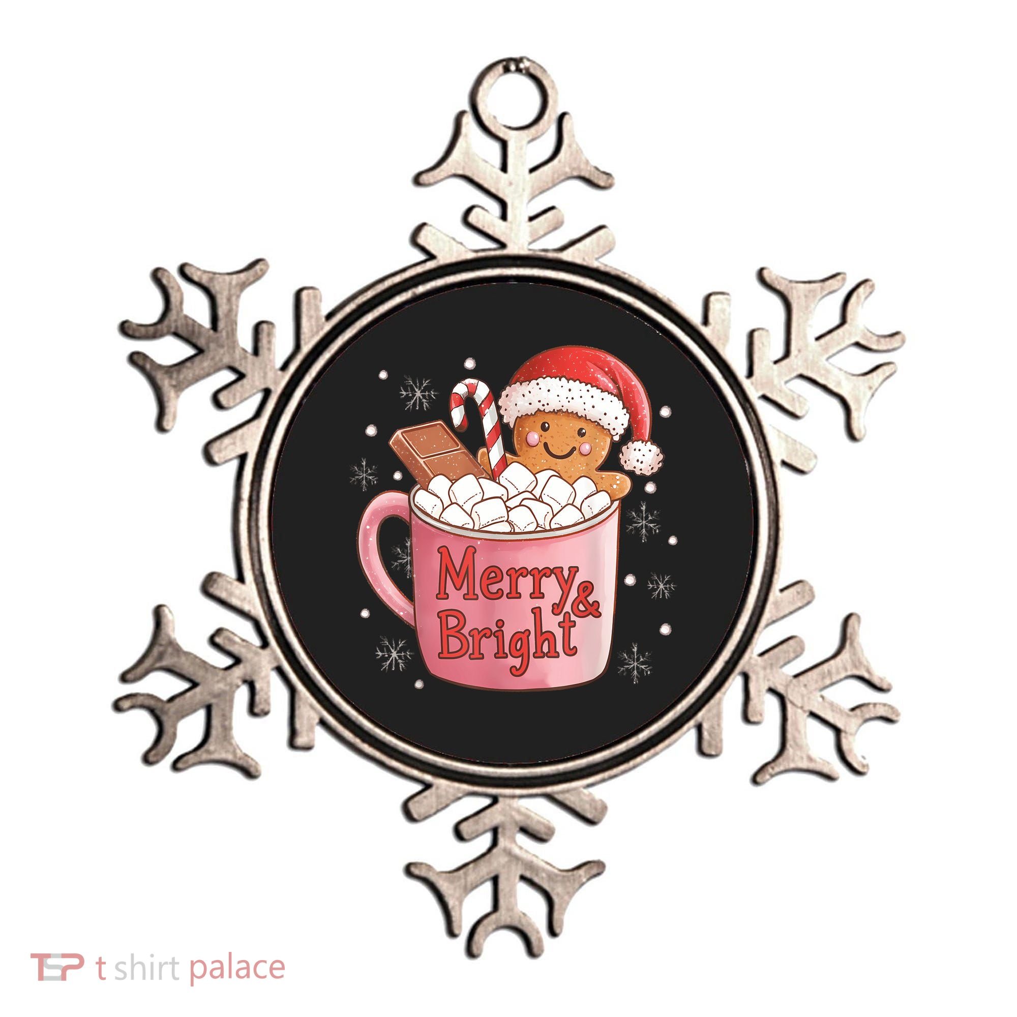 Funny Merry And Bright Christmas Gingerbread Man Hot Cocoa Ornament