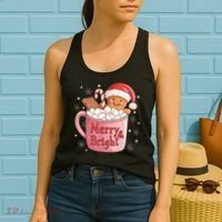 Funny Merry And Bright Christmas Gingerbread Man Hot Cocoa Women's Tank Top thumb 2
