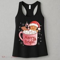 Funny Merry And Bright Christmas Gingerbread Man Hot Cocoa Women's Tank Top thumb 3