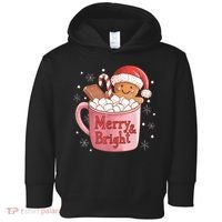 Funny Merry And Bright Christmas Gingerbread Man Hot Cocoa Toddler Hoodie thumb 0