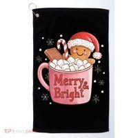 Funny Merry And Bright Christmas Gingerbread Man Hot Cocoa Golf Towel thumb 0