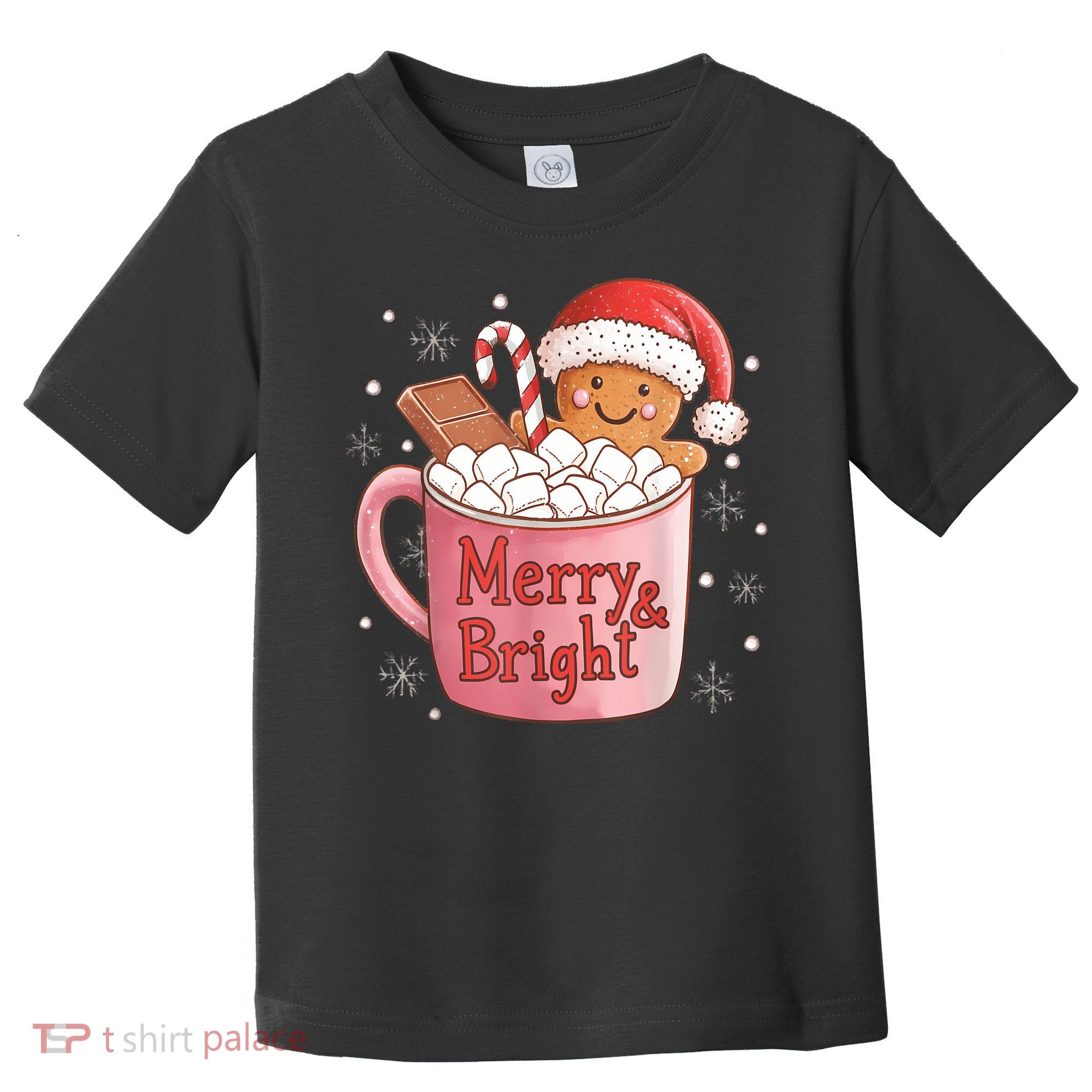 Funny Merry And Bright Christmas Gingerbread Man Hot Cocoa Toddler T-Shirt