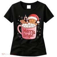 Funny Merry And Bright Christmas Gingerbread Man Hot Cocoa Women's T-Shirt thumb 0