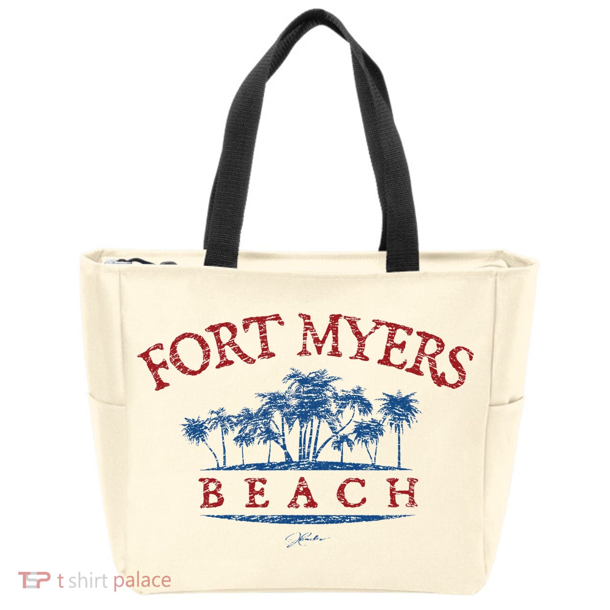 Fort Myers Beach Fl Palm Trees On Beach Tote Bag