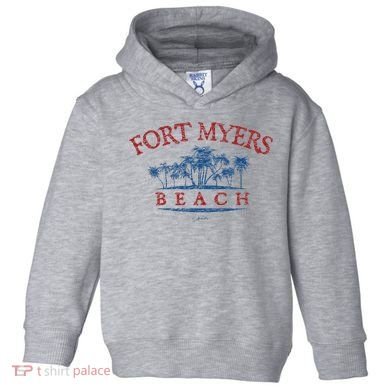 Fort Myers Beach Fl Palm Trees On Beach Toddler Hoodie