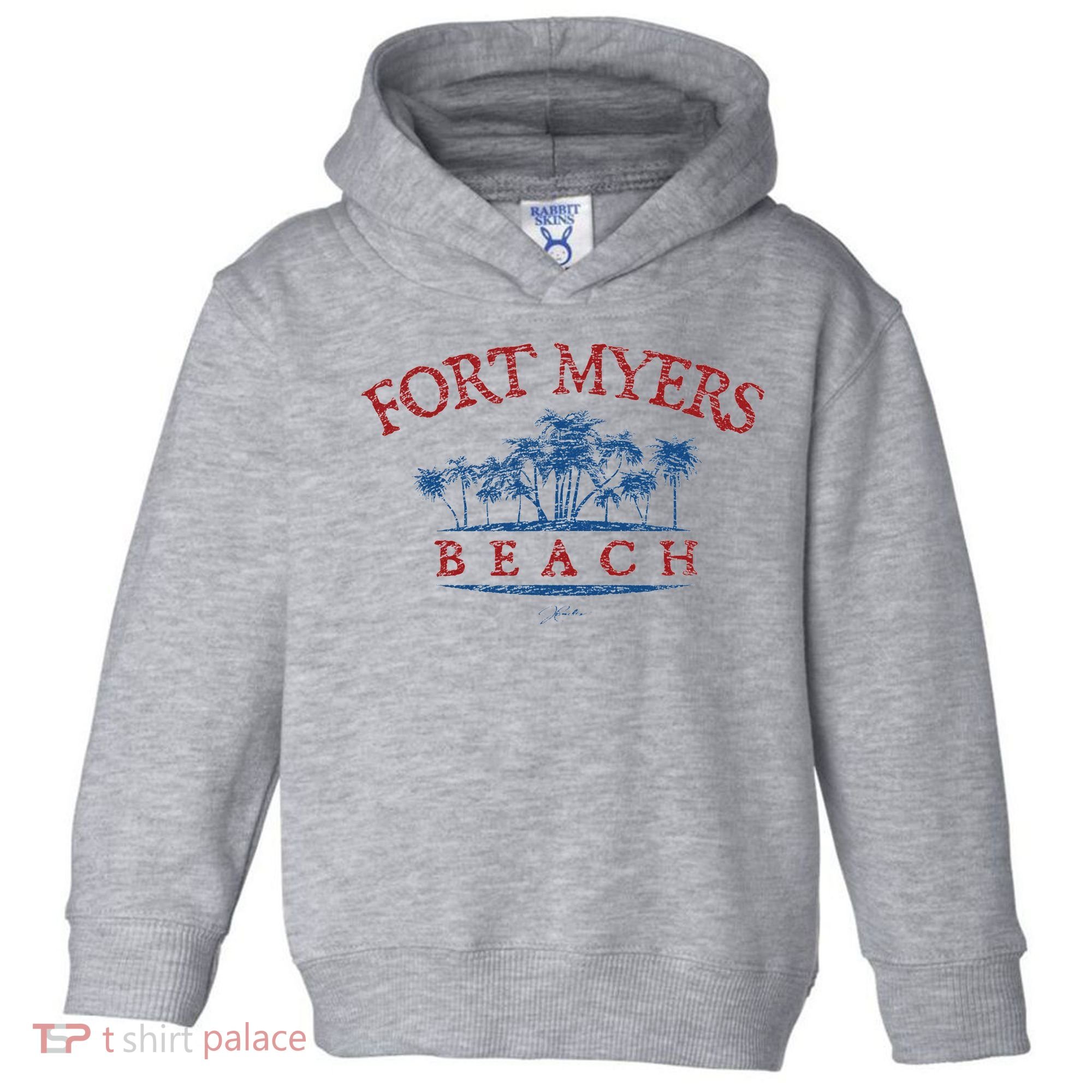 Fort Myers Beach Fl Palm Trees On Beach Toddler Hoodie
