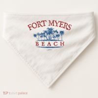 Fort Myers Beach Fl Palm Trees On Beach USA-Made Doggie Bandana thumb 0