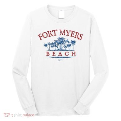 Fort Myers Beach Fl Palm Trees On Beach Long Sleeve Shirt