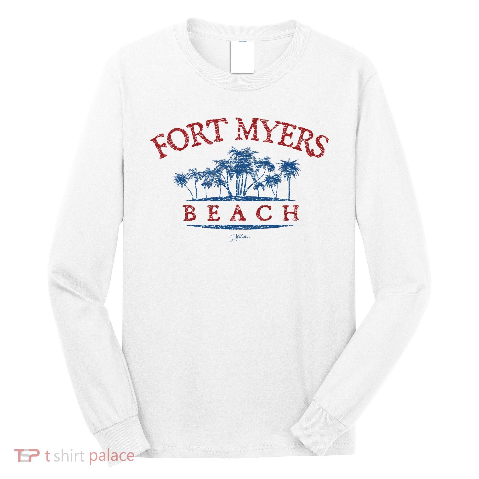 Fort Myers Beach Fl Palm Trees On Beach Long Sleeve Shirt