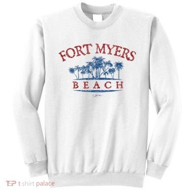 Fort Myers Beach Fl Palm Trees On Beach Sweatshirt