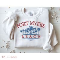 Fort Myers Beach Fl Palm Trees On Beach Sweatshirt thumb 2