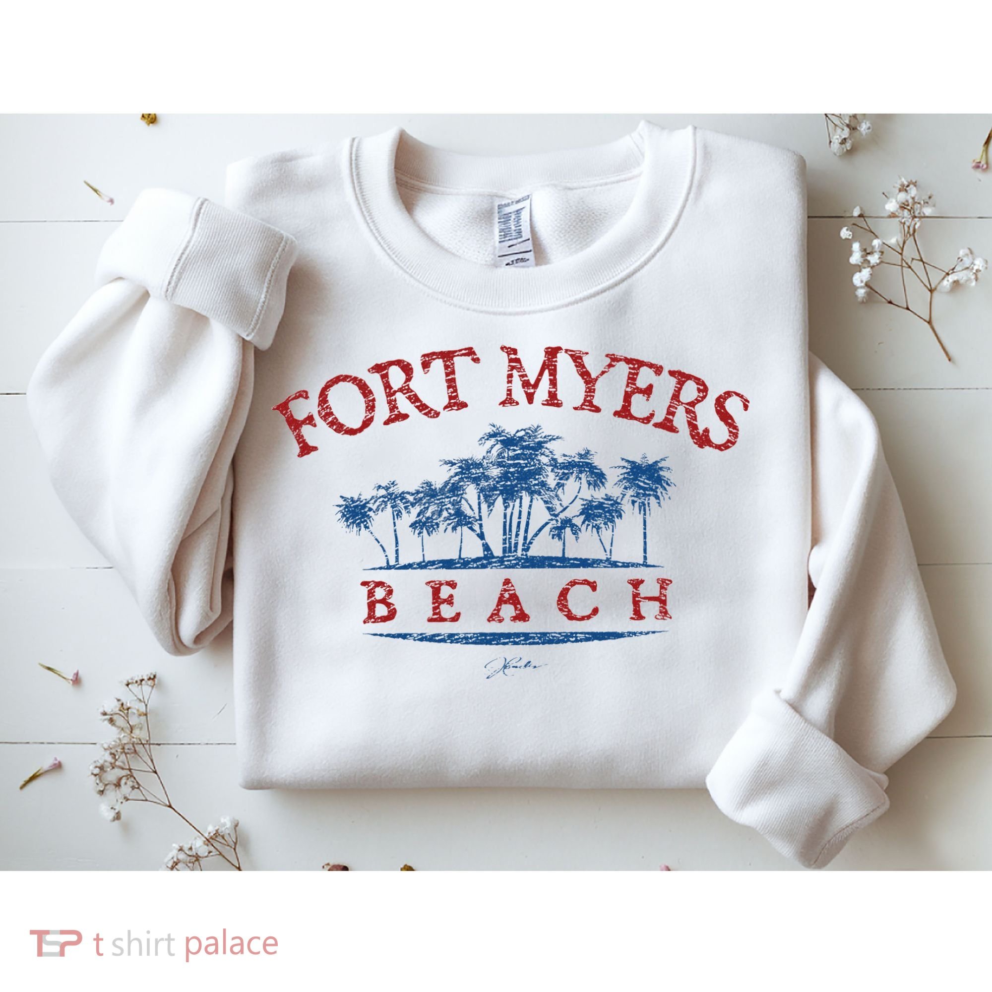 Fort Myers Beach Fl Palm Trees On Beach Sweatshirt
