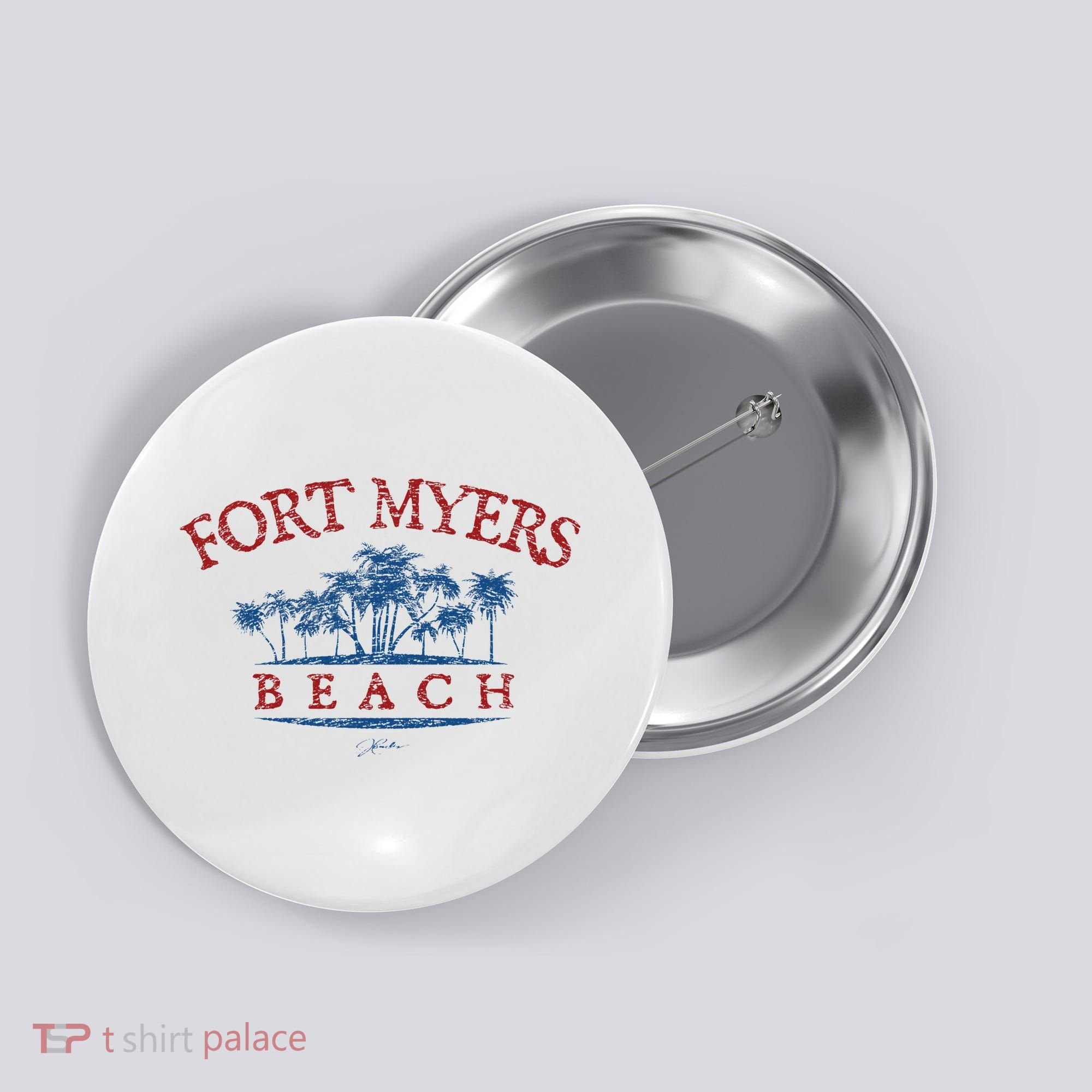 Fort Myers Beach Fl Palm Trees On Beach Button
