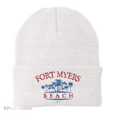 Fort Myers Beach Fl Palm Trees On Beach Beanie