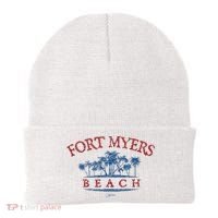 Fort Myers Beach Fl Palm Trees On Beach Beanie thumb 0