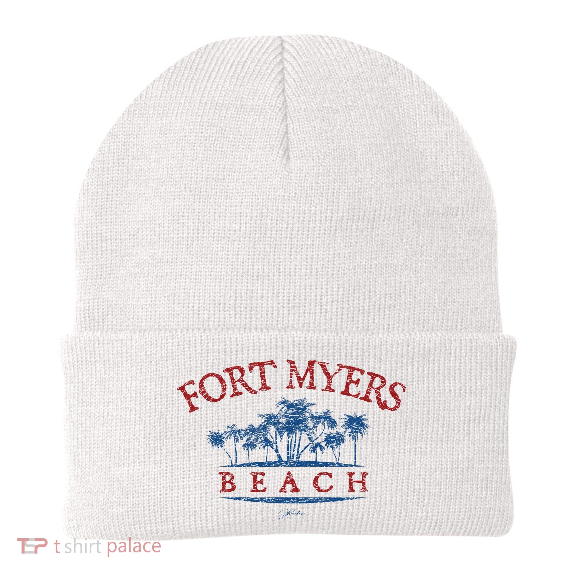 Fort Myers Beach Fl Palm Trees On Beach Beanie