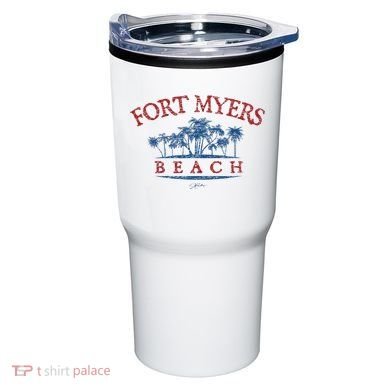 Fort Myers Beach Fl Palm Trees On Beach Tumbler