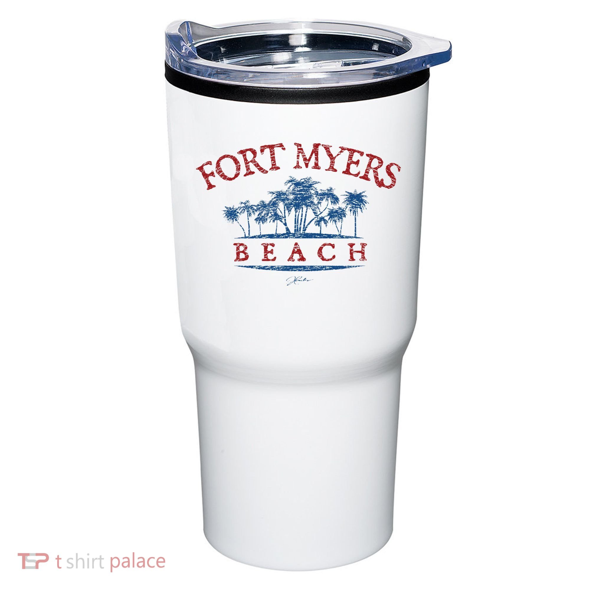 Fort Myers Beach Fl Palm Trees On Beach Tumbler