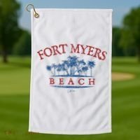 Fort Myers Beach Fl Palm Trees On Beach Golf Towel thumb 1