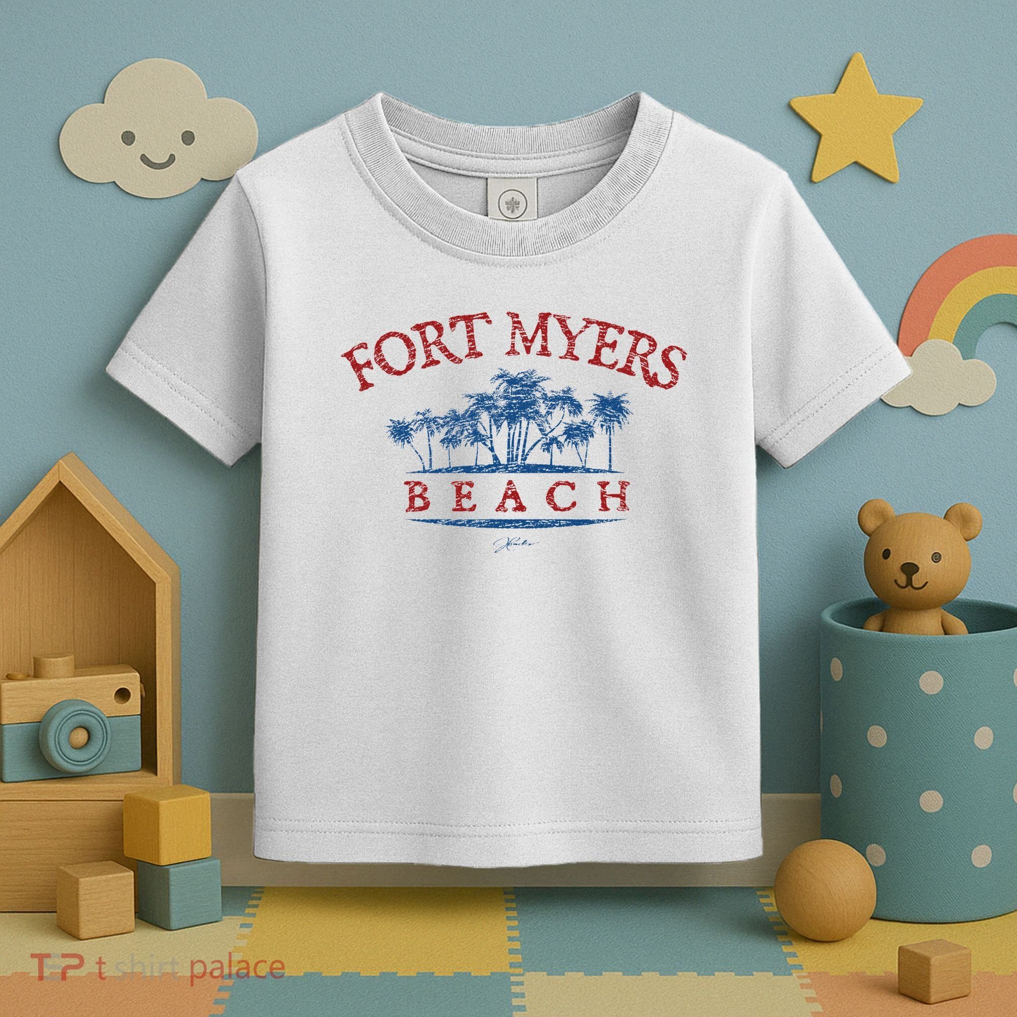 Fort Myers Beach Fl Palm Trees On Beach Toddler T-Shirt