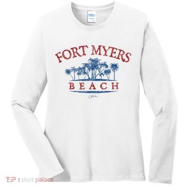 Fort Myers Beach Fl Palm Trees On Beach Women's Long Sleeve Shirt