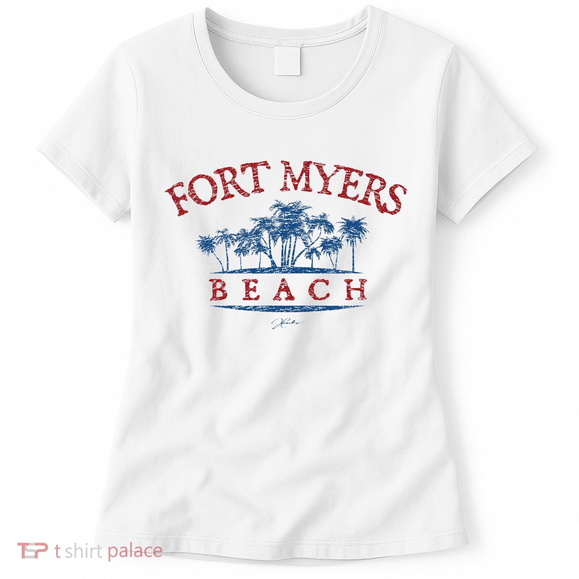 Fort Myers Beach Fl Palm Trees On Beach Women's T-Shirt