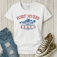 Fort Myers Beach Fl Palm Trees On Beach Women's T-Shirt thumb 3