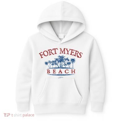 Fort Myers Beach Fl Palm Trees On Beach Kids Hoodie