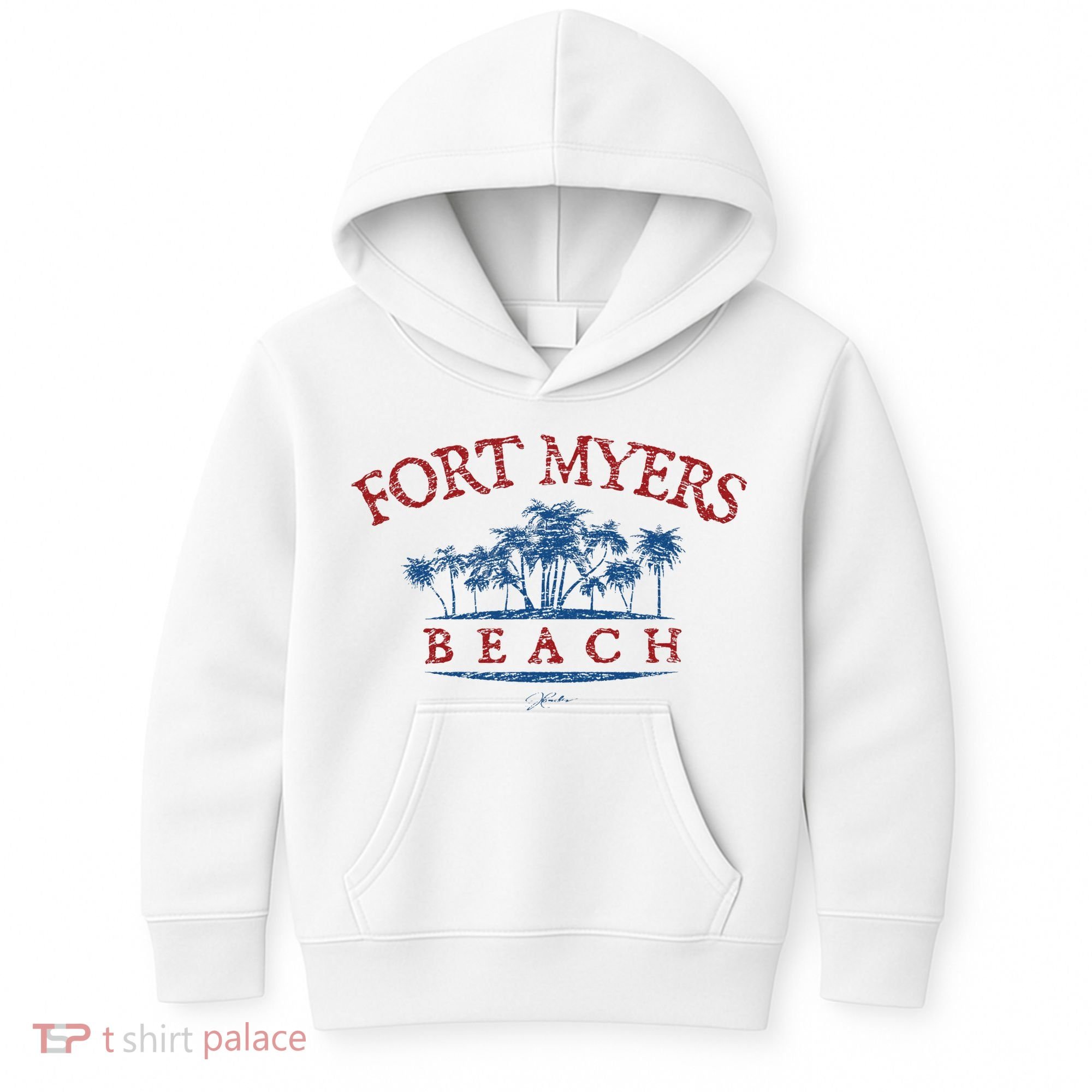 Fort Myers Beach Fl Palm Trees On Beach Kids Hoodie