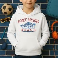 Fort Myers Beach Fl Palm Trees On Beach Kids Hoodie thumb 2