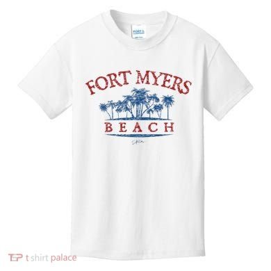 Fort Myers Beach Fl Palm Trees On Beach Kids T-Shirt