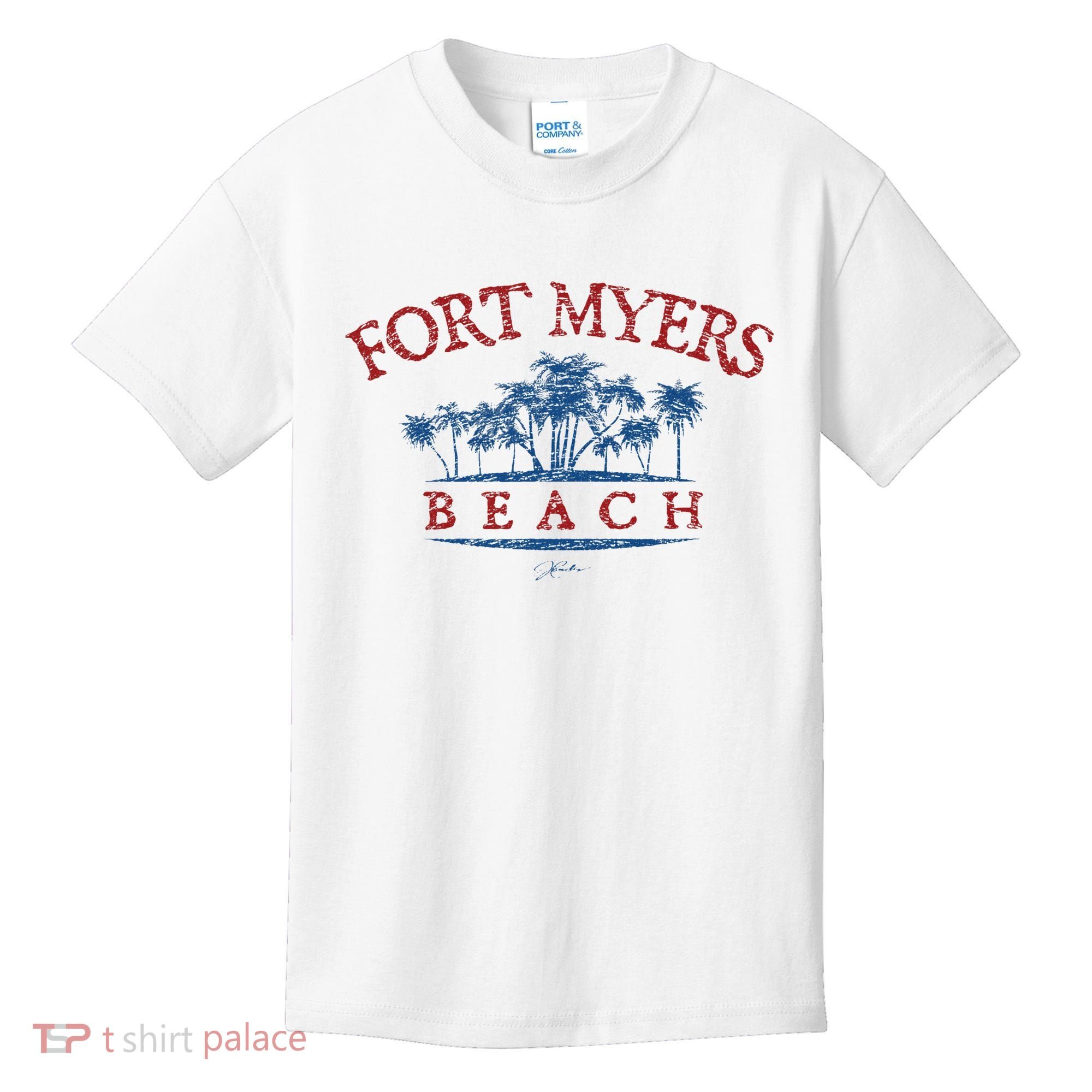 Fort Myers Beach Fl Palm Trees On Beach Kids T-Shirt