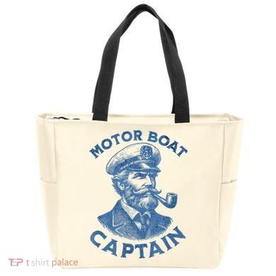 Funny Motor Boat Captain Tote Bag