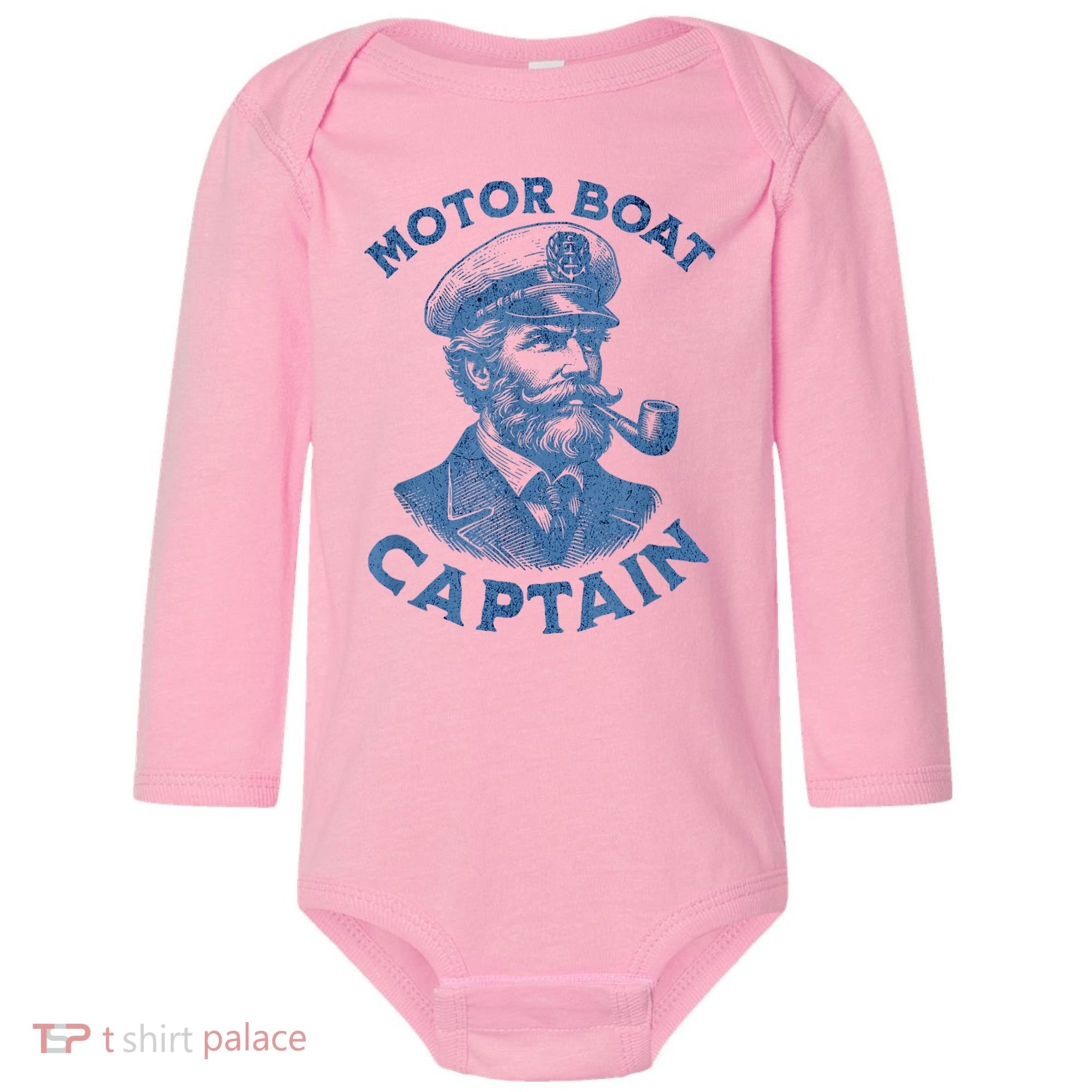 Funny Motor Boat Captain Baby Long Sleeve Bodysuit