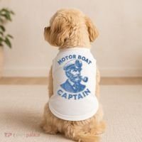 Funny Motor Boat Captain Doggie Tank thumb 2