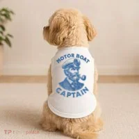 Funny Motor Boat Captain Doggie Tank thumb 2