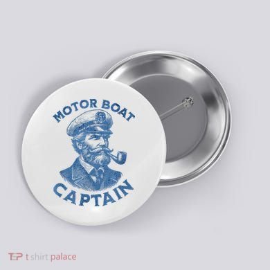 Funny Motor Boat Captain Button