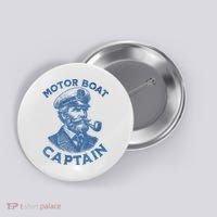 Funny Motor Boat Captain Button thumb 0