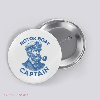 Funny Motor Boat Captain Button